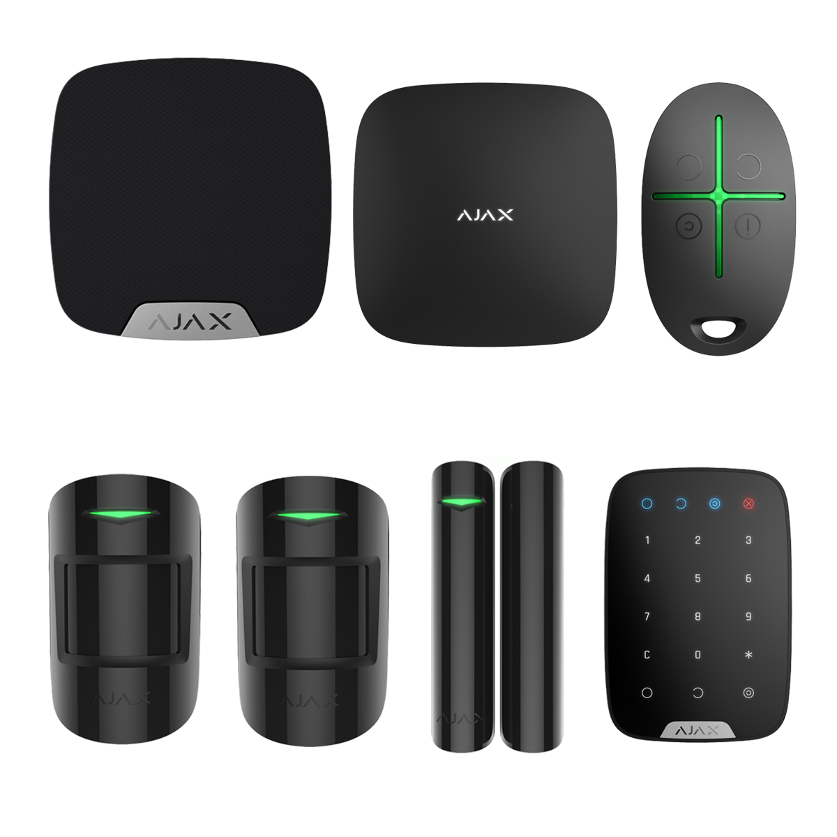 Kit AJAX - 3 zone + sirena interior si tastatura Negru